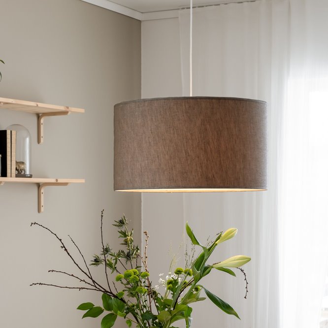 Duża lampa wisząca mocca z abażurem Sara 55cm